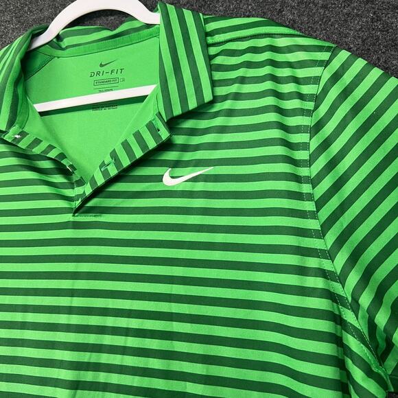 Nike Dri-Fit Standard fit Stripe Performance Golf Polo Shirt Dark Green XL - Picture 2 of 5